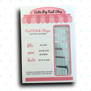 Blue and Green Polka Dots Petite Nail Polish Wraps - Cutie Pop Nail Shop