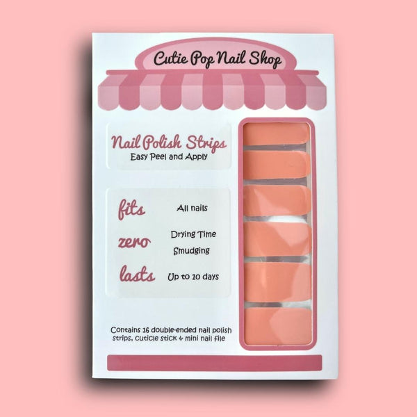 Solid Warm Peach Color Nail Polish Wraps - Cutie Pop Nail Shop