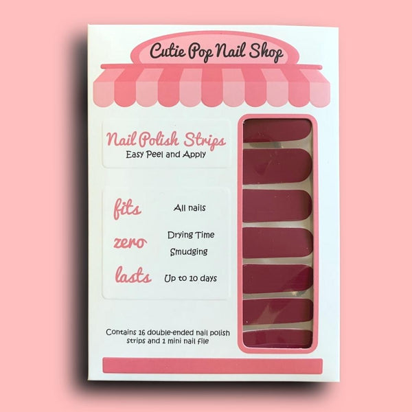 Deep Magenta Nail Polish Wraps - Cutie Pop Nail Shop