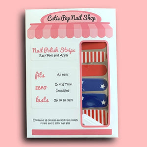 July 4th Independence Day Inspired Design Nail Polish Wraps - Cutie Pop Nail Shop