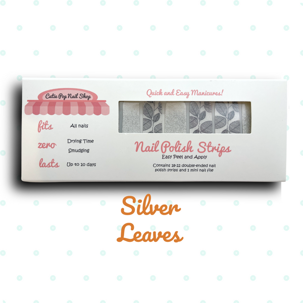 Silver Leaves Nail Polish Strips - Cutie Pop Nail Shop