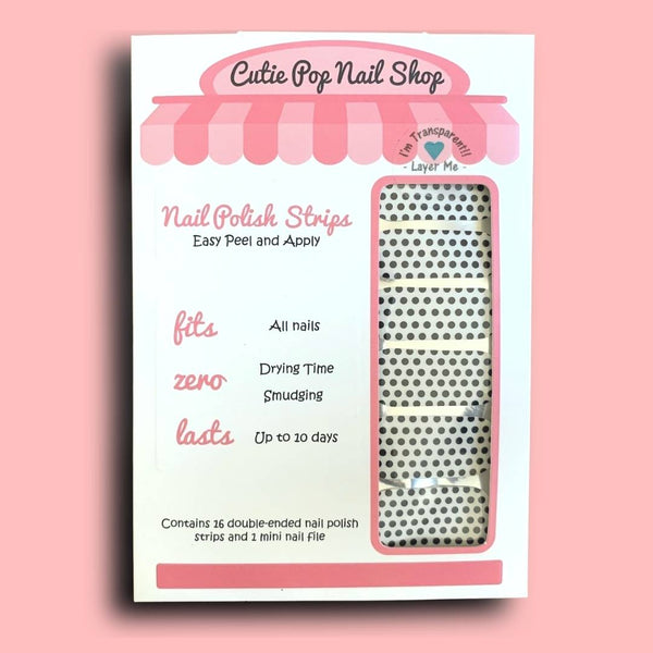 Black Polka Dots Transparent Nail Polish Wraps - Cutie Pop Nail Shop
