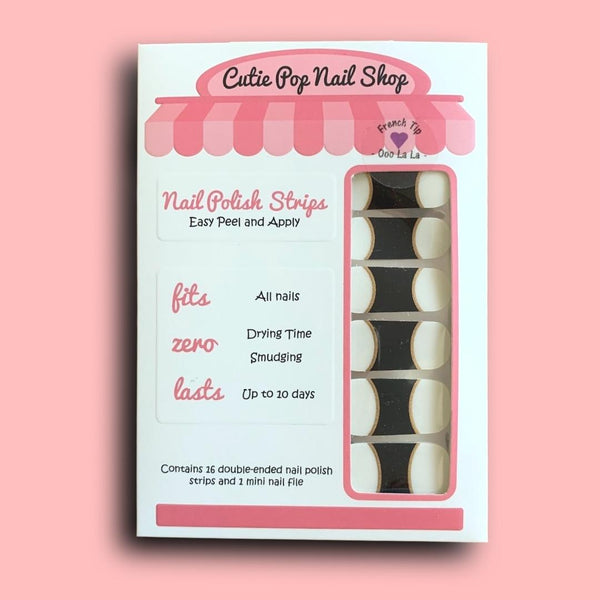 Black and Gold French Tip Nail Polish Wraps - Cutie Pop Nail Shop