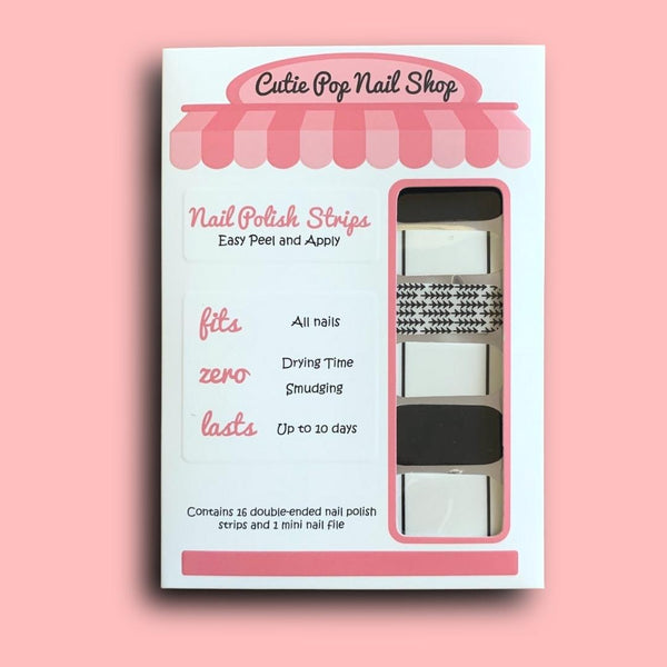 Black Arrows Pattern over Transparent Base Nail Polish Wraps - Cutie Pop Nail Shop