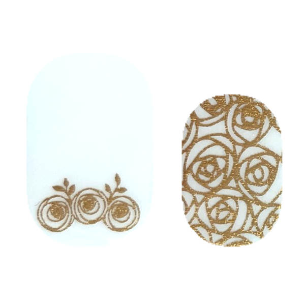 Roses and Leaves in a Metallic Gold Finish Nail Wraps | Athena