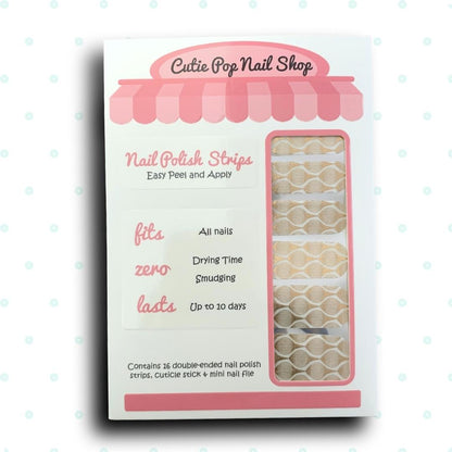 Shimmery Metallic Art Deco over Transparent Base Nail Polish Wraps - Cutie Pop Nail Shop