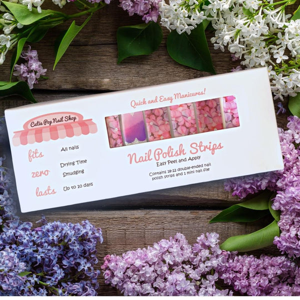 PINK AND PURPLE FLOWERS WITH SILVER GLITTER NAIL WRAPS