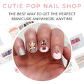 bubble teal nail art nail wrap with japanese dog sticker